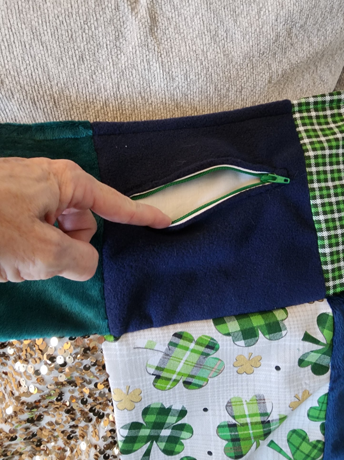 Sensory Blanket- St Patrick's Day Theme fidget lap blanket Dementia Kids