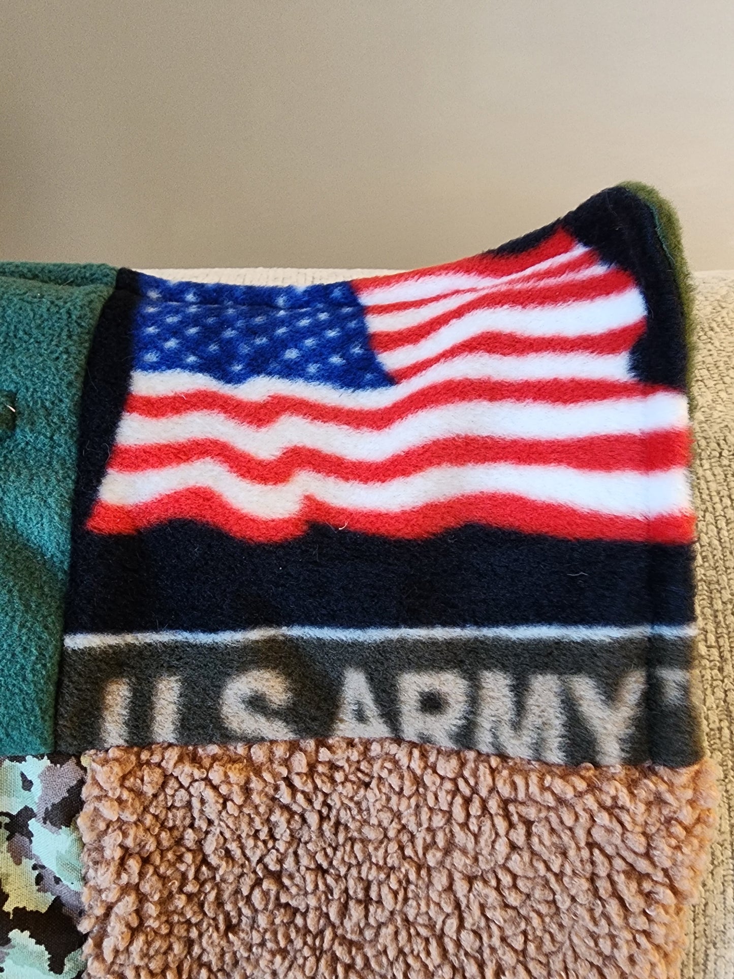 Sensory Blanket- Army Military Theme fidget lap blanket Dementia