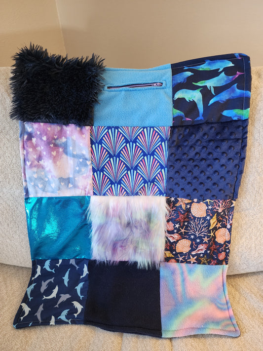 Sensory Blanket-Dolphins Theme fidget lap blanket Dementia
