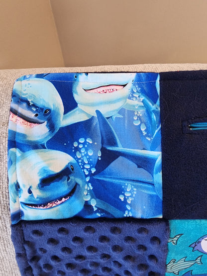 Sensory Blanket- SharksTheme fidget lap blanket Dementia