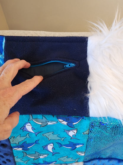 Sensory Blanket- SharksTheme fidget lap blanket Dementia