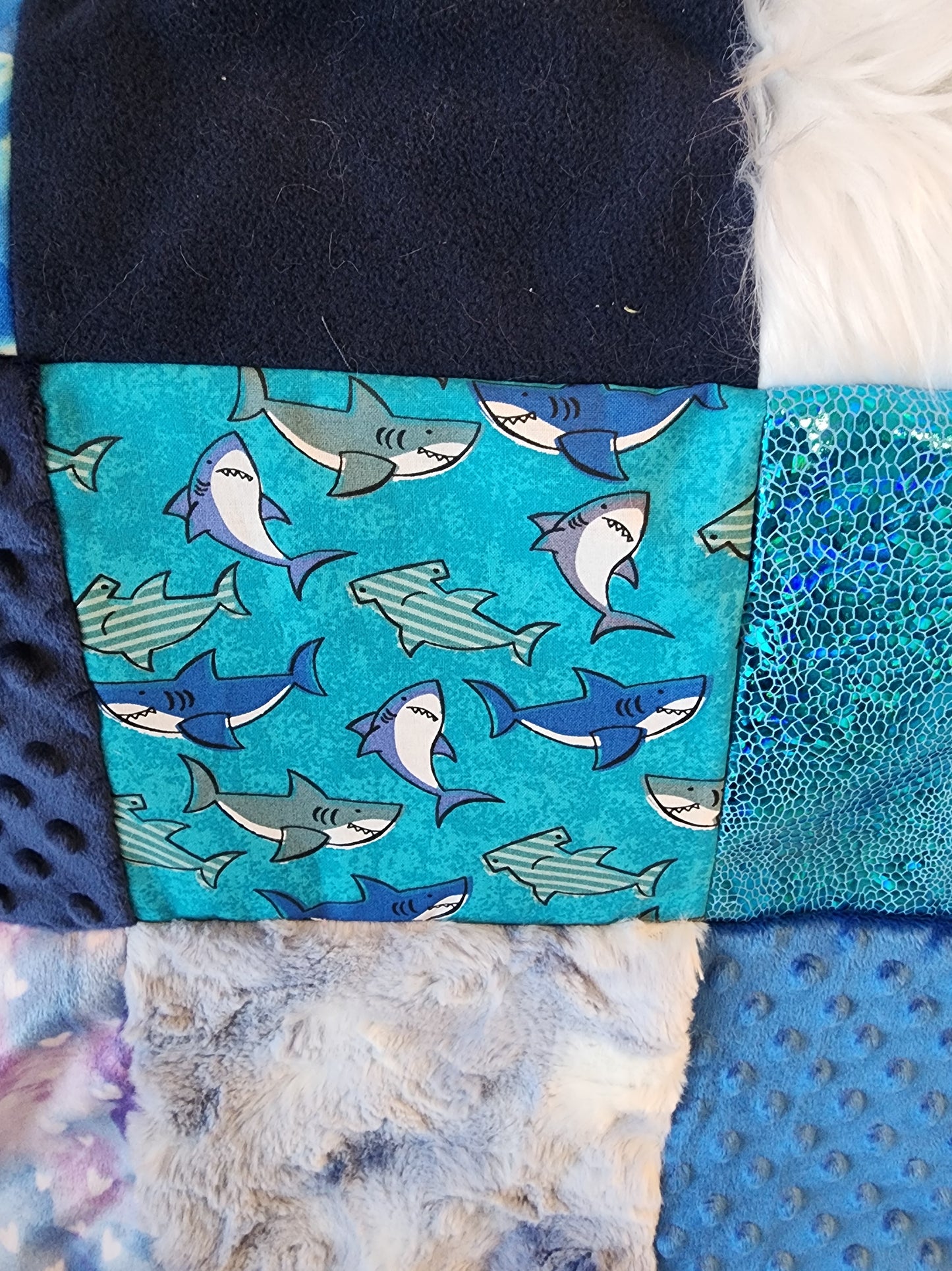 Sensory Blanket- SharksTheme fidget lap blanket Dementia