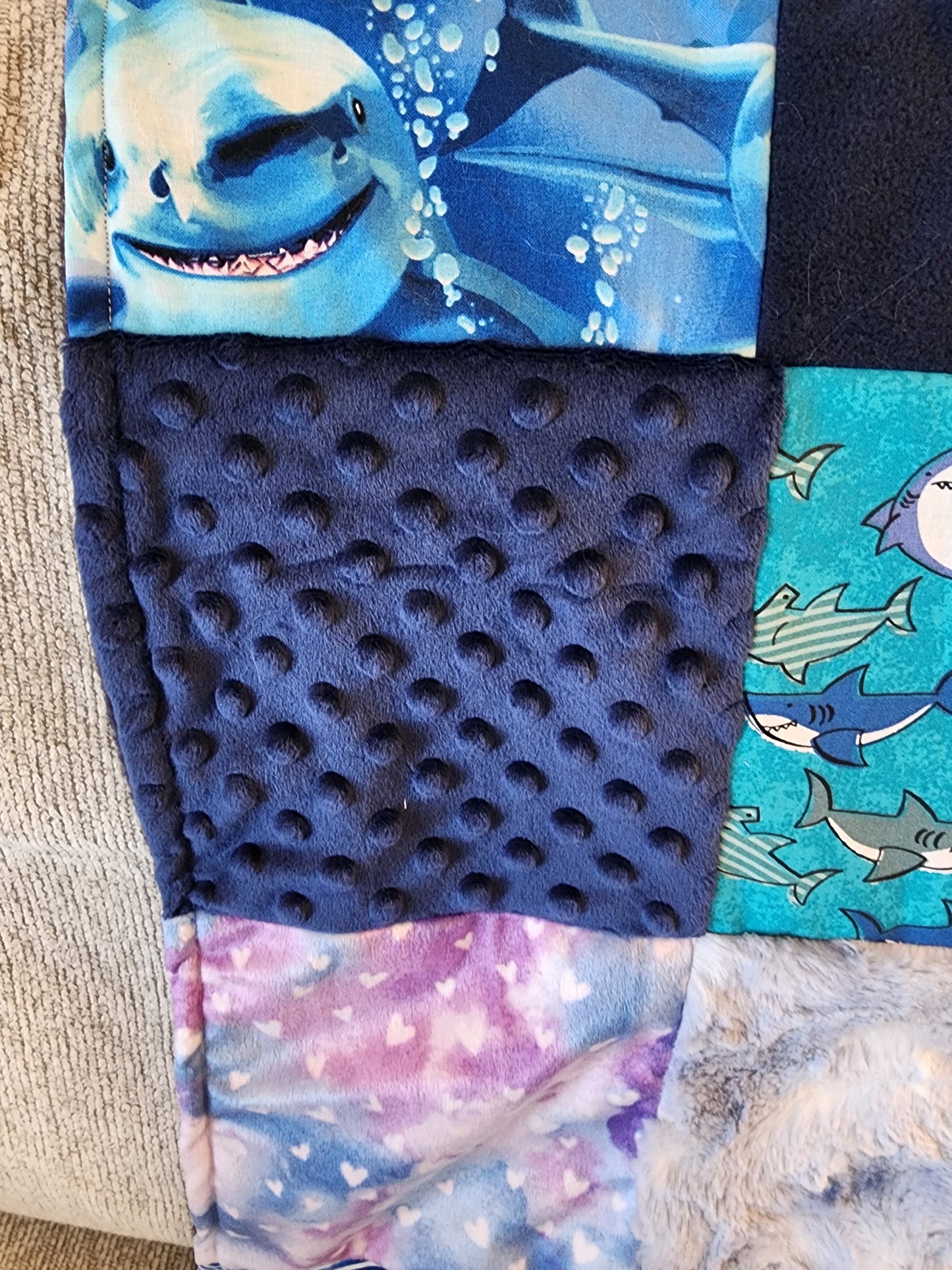 Sensory Blanket- SharksTheme fidget lap blanket Dementia