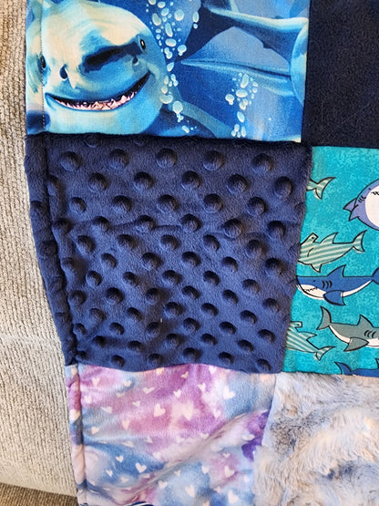 Sensory Blanket- SharksTheme fidget lap blanket Dementia