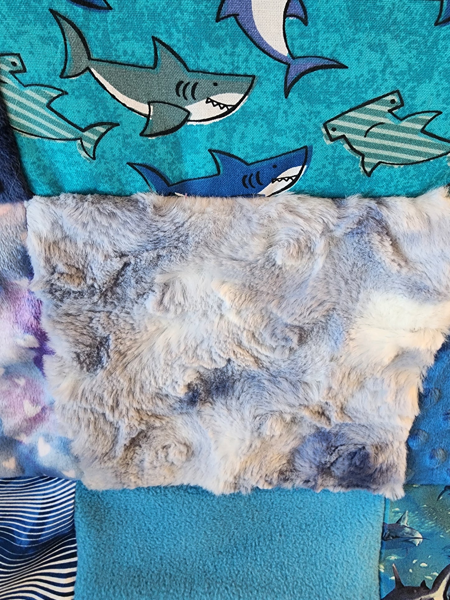Sensory Blanket- SharksTheme fidget lap blanket Dementia
