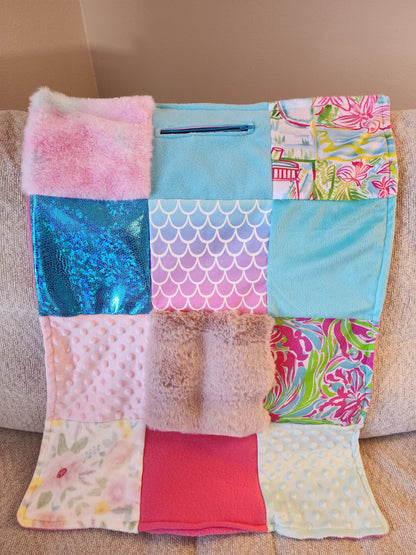 Sensory Blanket- Mermaid Scales Theme fidget lap blanket Dementia