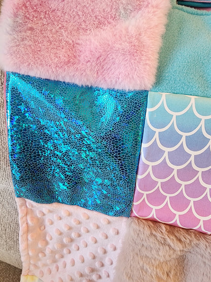 Sensory Blanket- Mermaid Scales Theme fidget lap blanket Dementia