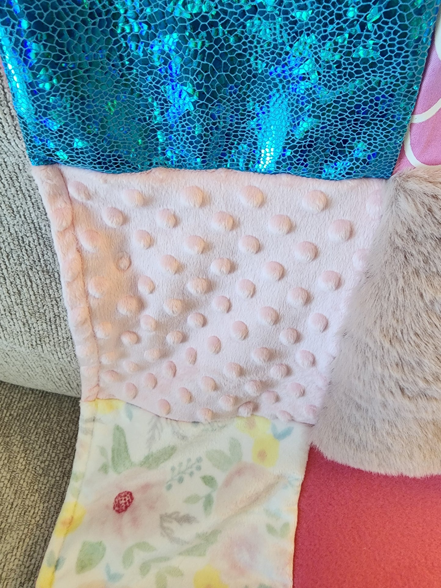 Sensory Blanket- Mermaid Scales Theme fidget lap blanket Dementia