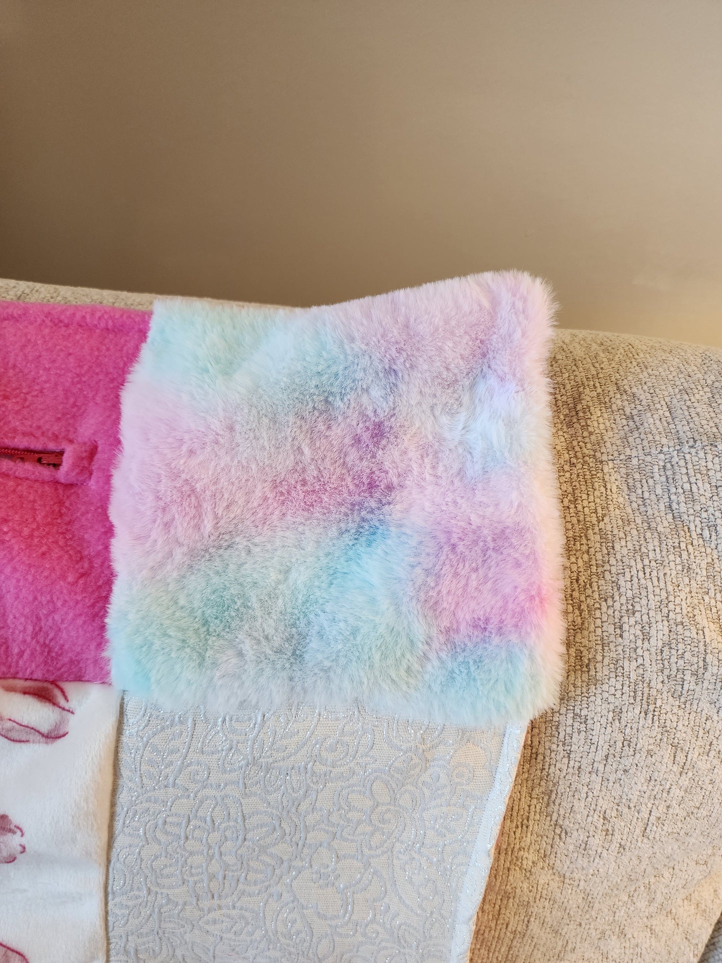 Sensory Blanket- Pink hearts and ribbons Theme fidget lap blanket Dementia