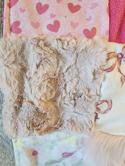 Sensory Blanket- Pink hearts and ribbons Theme fidget lap blanket Dementia