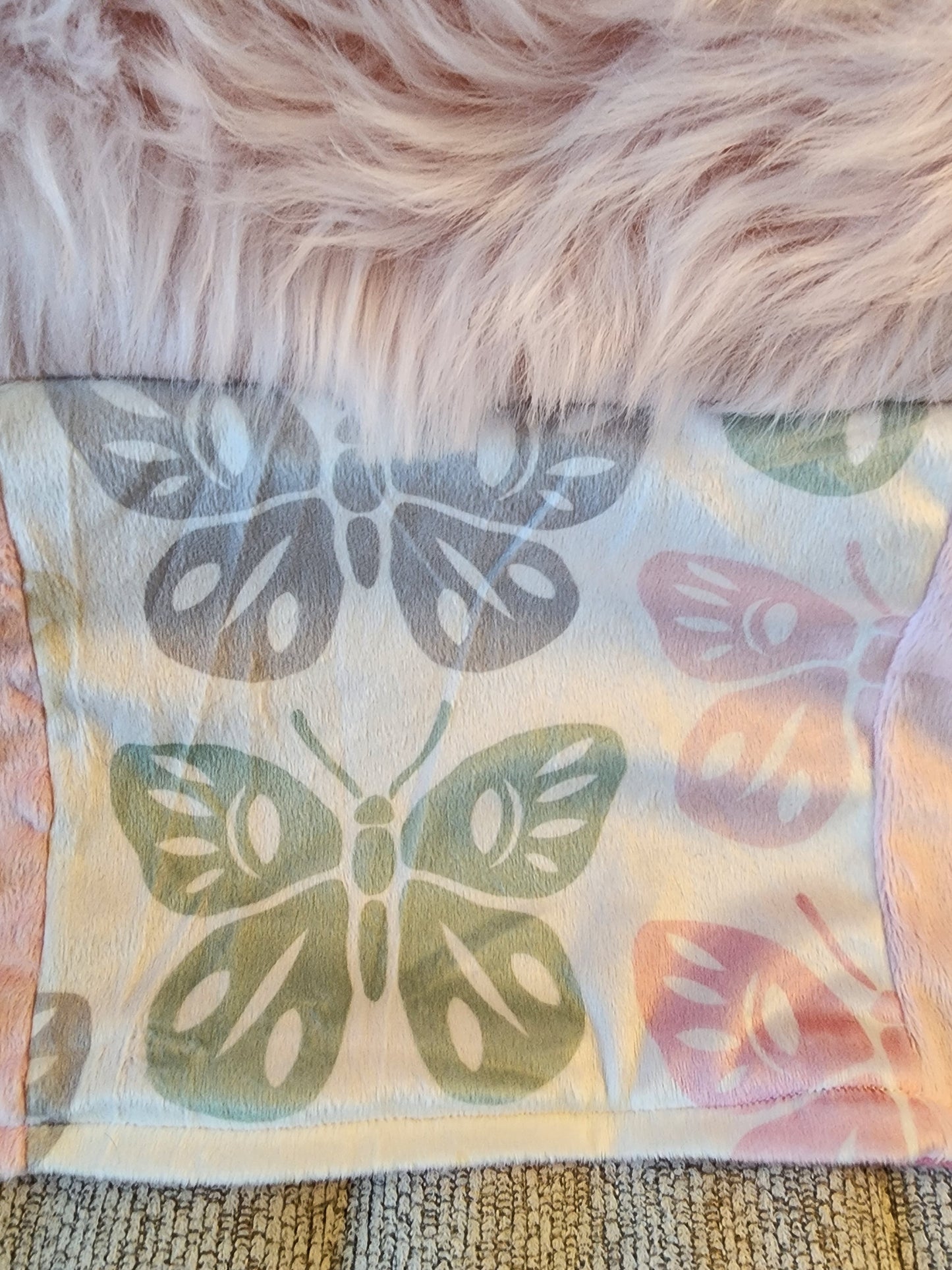 Sensory Blanket- Pink hearts and ribbons Theme fidget lap blanket Dementia