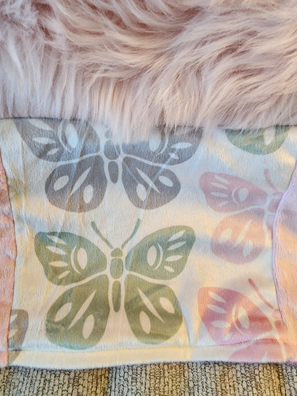 Sensory Blanket- Pink hearts and ribbons Theme fidget lap blanket Dementia