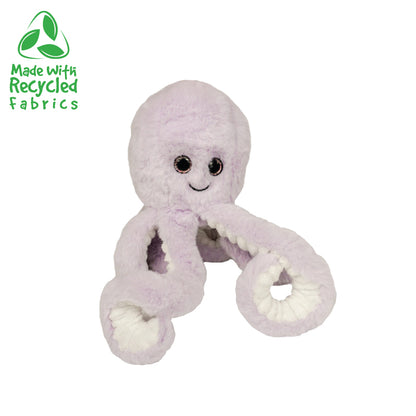 A cute soft, light purple and white underside 8” plush octopus stuffy on a white background. *Comes unstuffed.