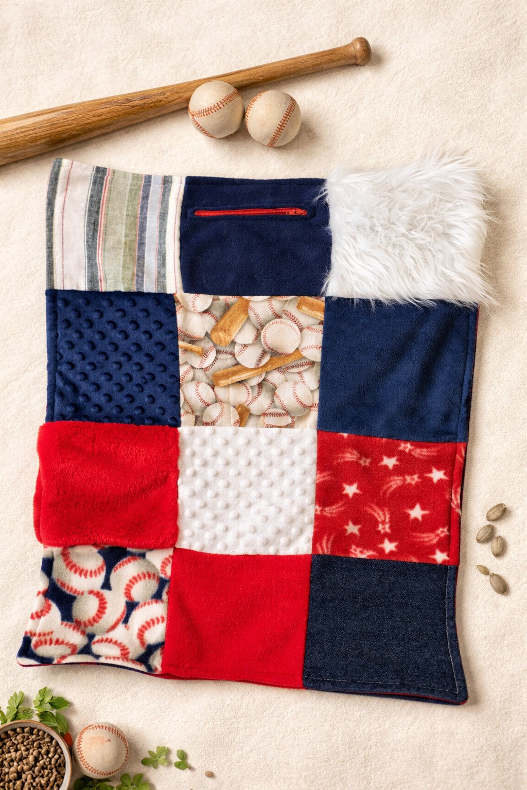Sensory Blanket- Baseball Theme fidget lap blanket Dementia