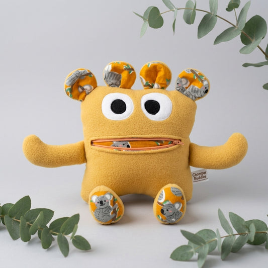 Chomper Buddy Gold/yellow color with Koala 14"