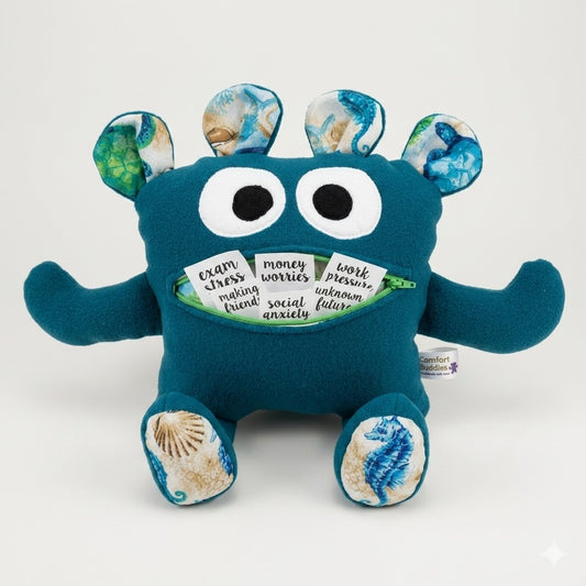 Chomper Buddy 14" Dark Teal with Sea Creatures Lining