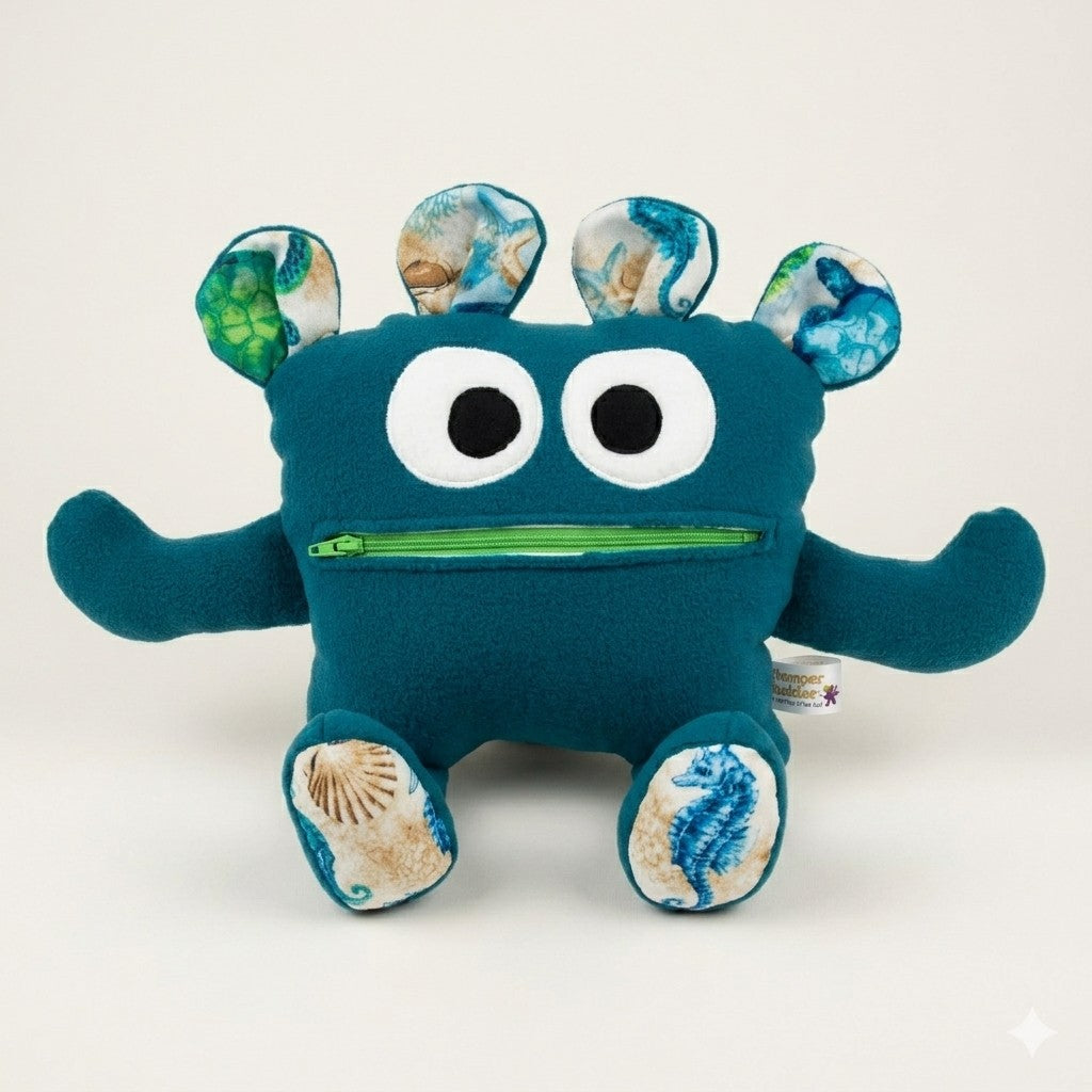 Chomper Buddy 14" Dark Teal with Sea Creatures Lining