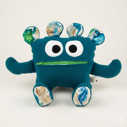 Chomper Buddy 14" Dark Teal with Sea Creatures Lining
