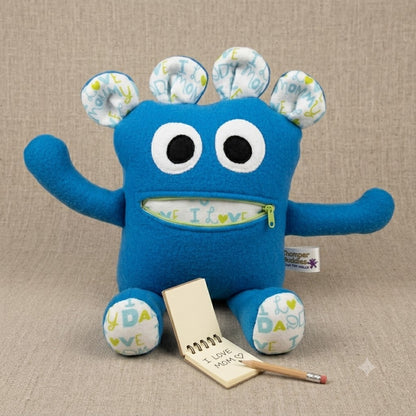 Chomper Buddy  Blue with lite blue elephants 14"
