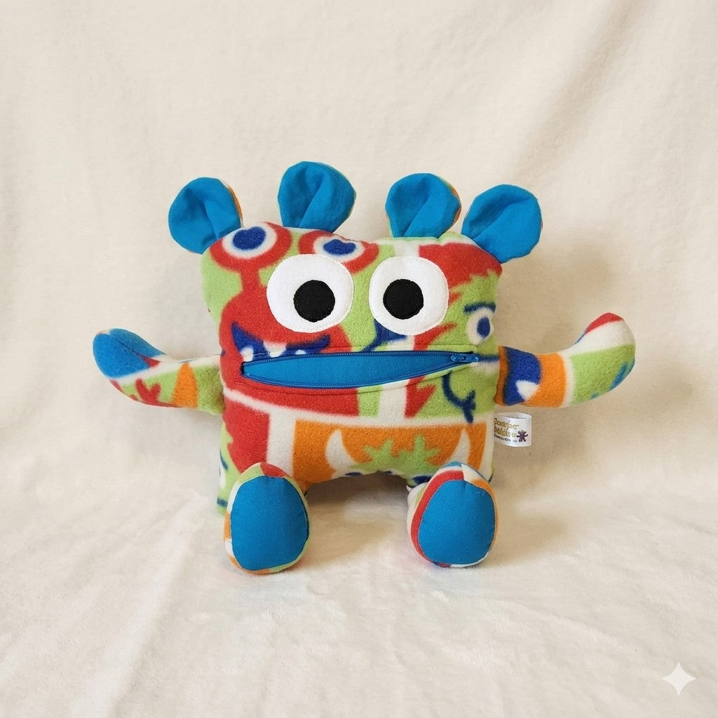 Chomper Buddy 14" Monstre fleece with bright blue lining