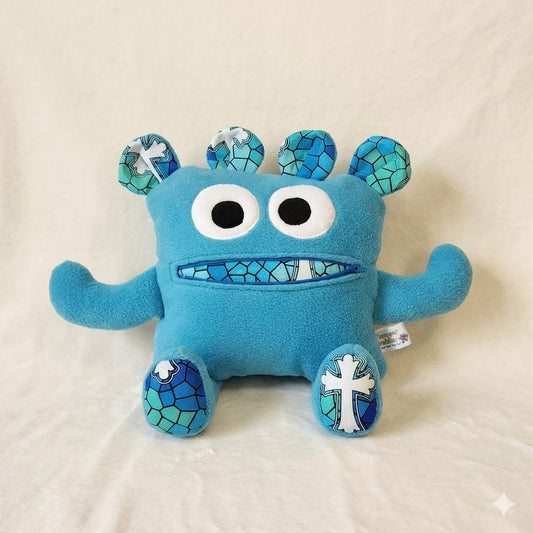 Chomper Buddy 14" turquoise fleece with white cross lining