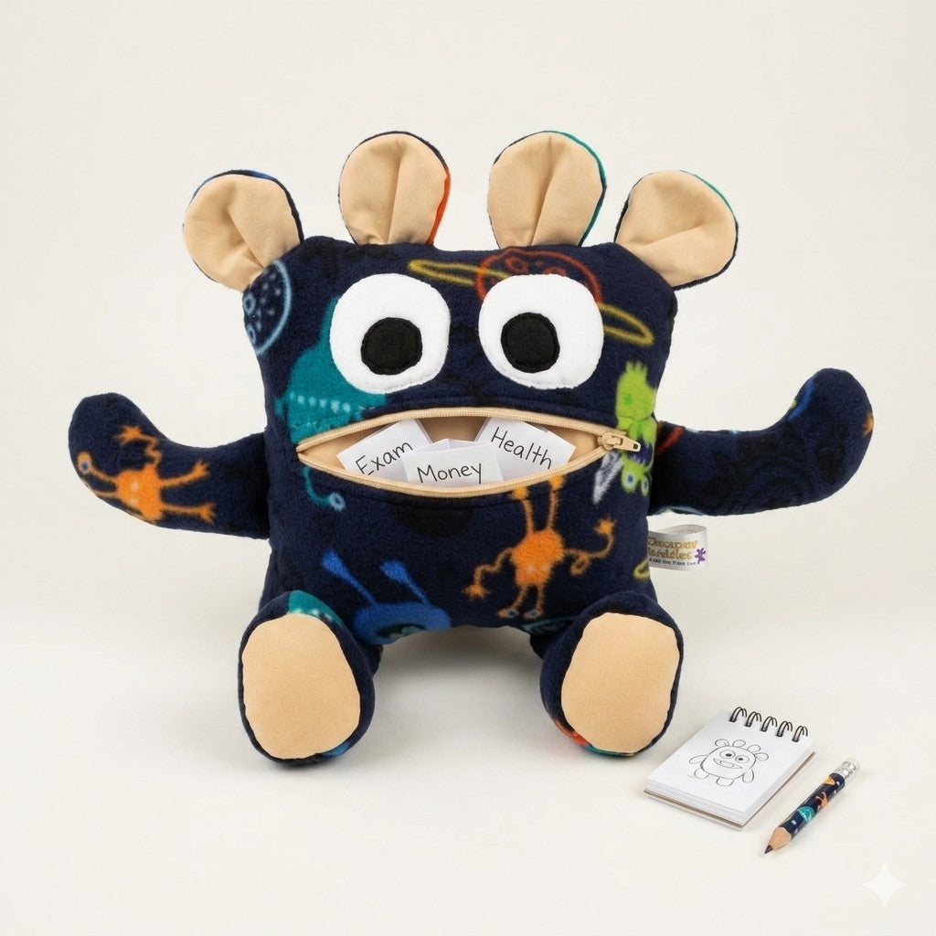 Chomper Buddy 14" Monster alien Planet fleece with peach lining