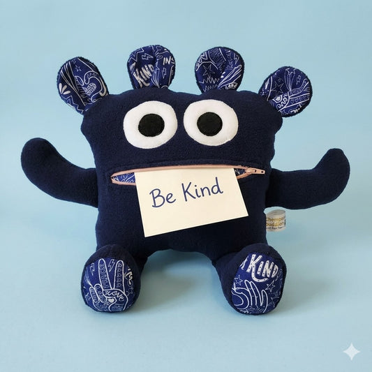 Chomper Buddy 14" Navy fleece with Peace, Love, Inspire lining