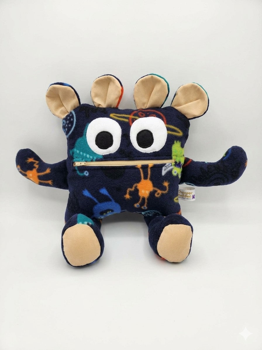 Chomper Buddy 14" Monster alien Planet fleece with peach lining