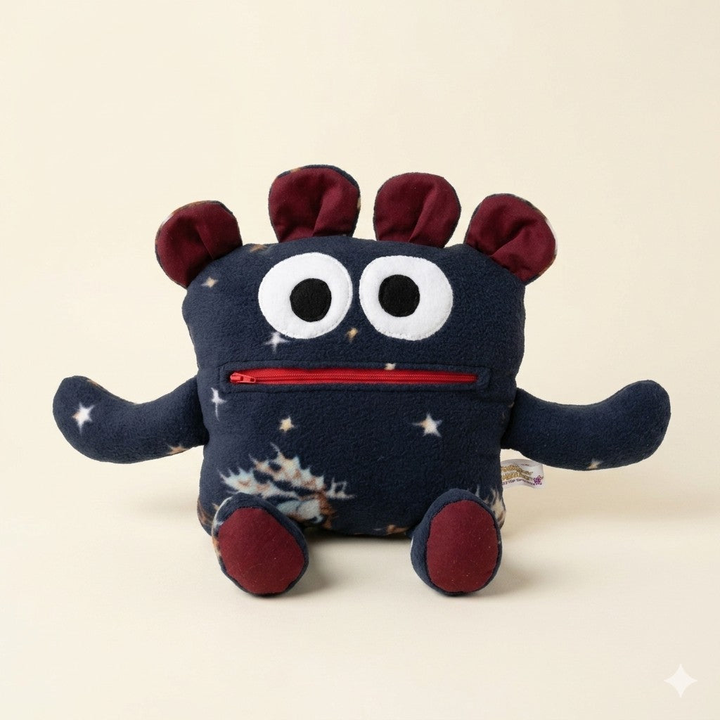 Chomper Buddy 14" Navy with Santa fleece and burgundy lining