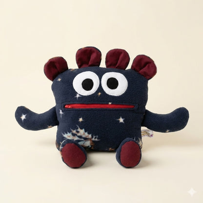 Chomper Buddy 14" Navy with Santa fleece and burgundy lining