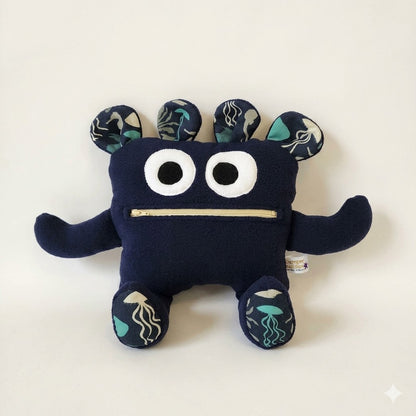Chomper Buddy 14" Navy fleece with sea animal lining