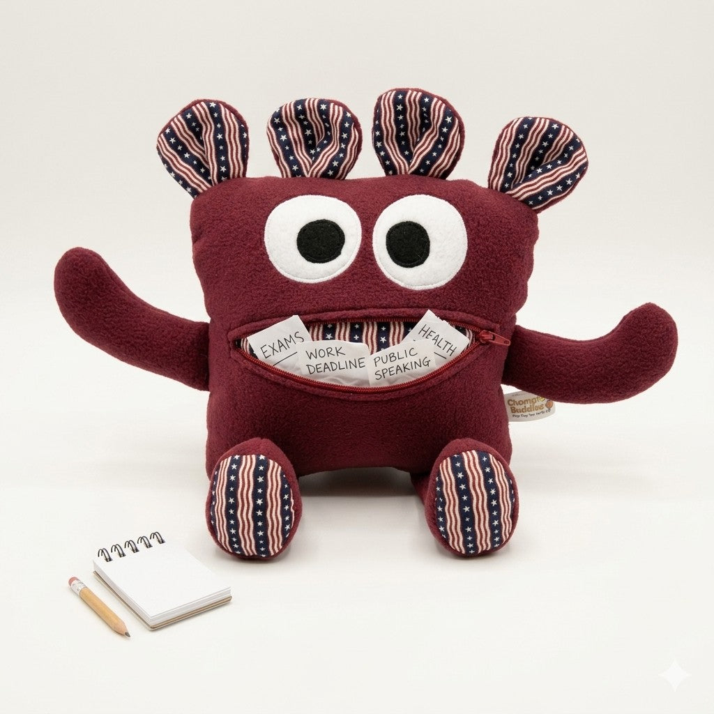 Chomper Buddy  Burgundy with red white & blue with stars 14"