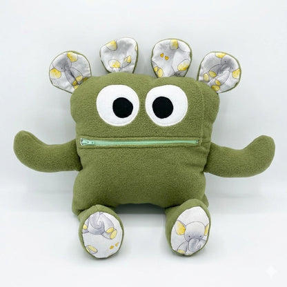 Chomper Buddy Olive green fleece elephant lining 14"