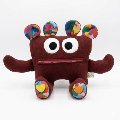Chomper Buddy  Burgundy with multi color hearts 14"