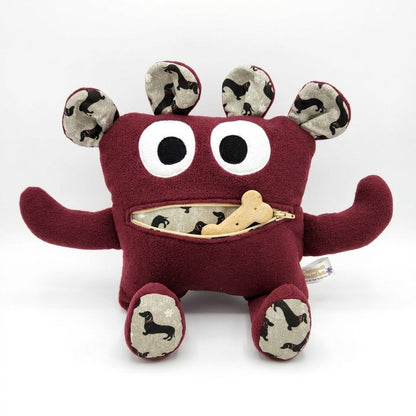 Chomper Buddy Burgundy with Dachshund dog print 14"