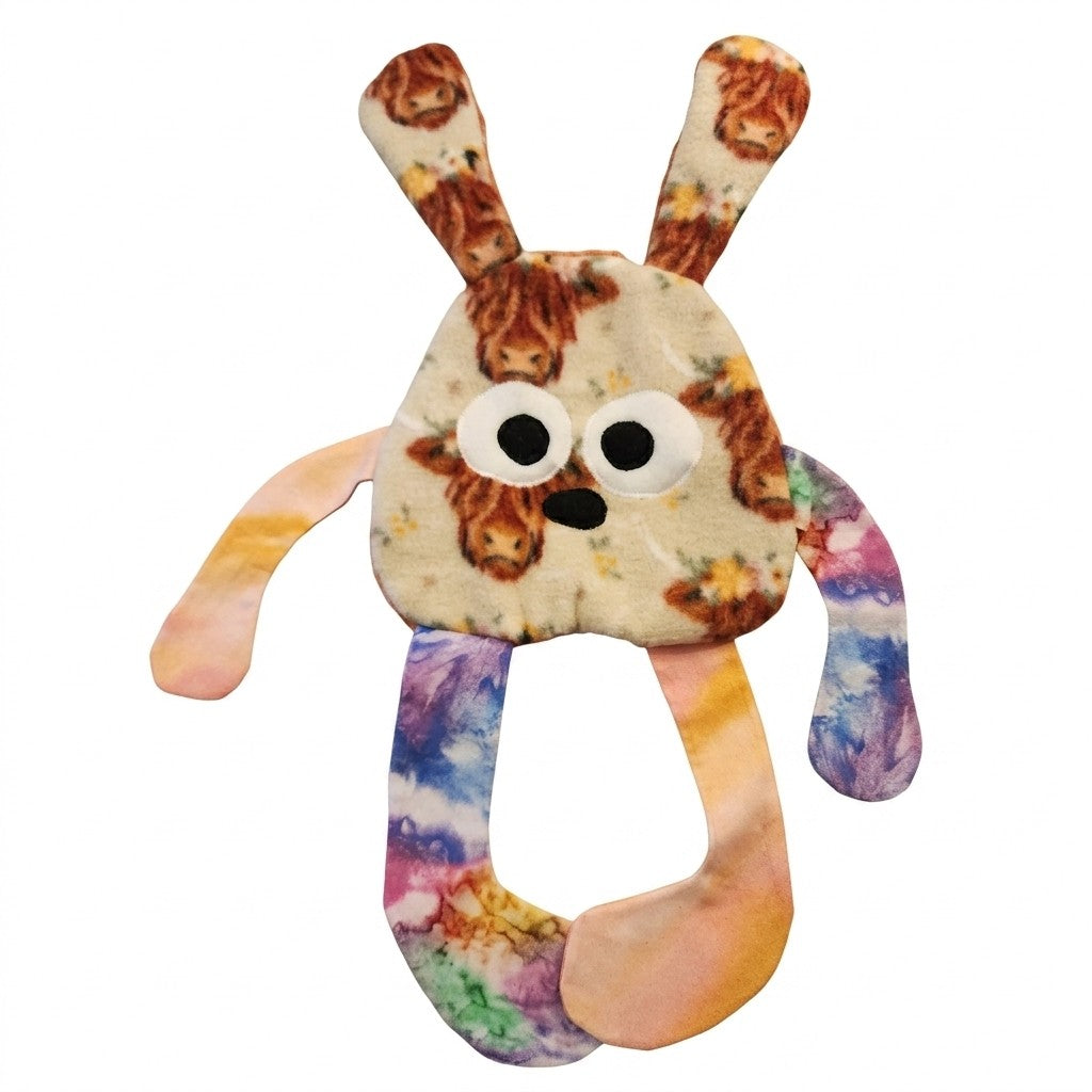Sensory Crinkle Lovie- Highland Cow Dimple Dot Crinkle sound bunny style