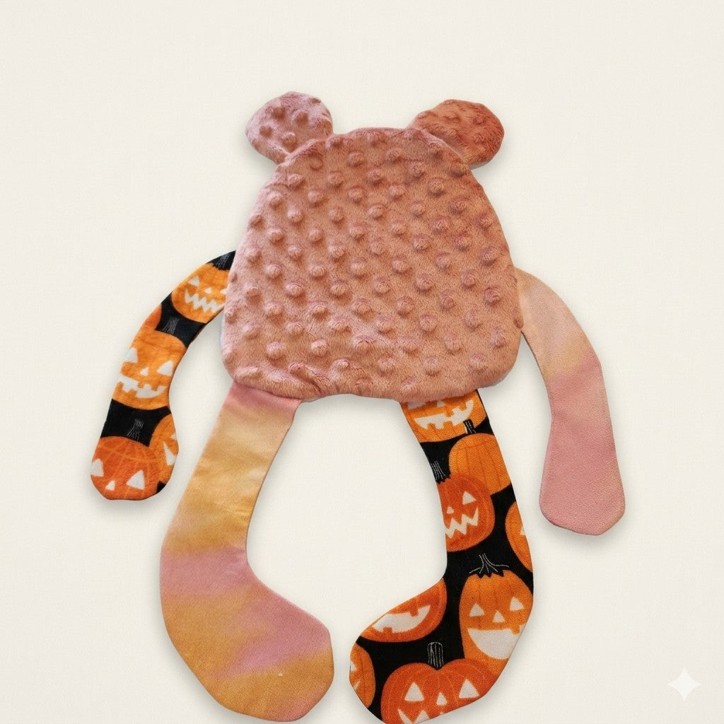 Sensory Crinkle Lovie- Pumpkins Fall Halloween  Dimple Dot Crinkle sound bear style