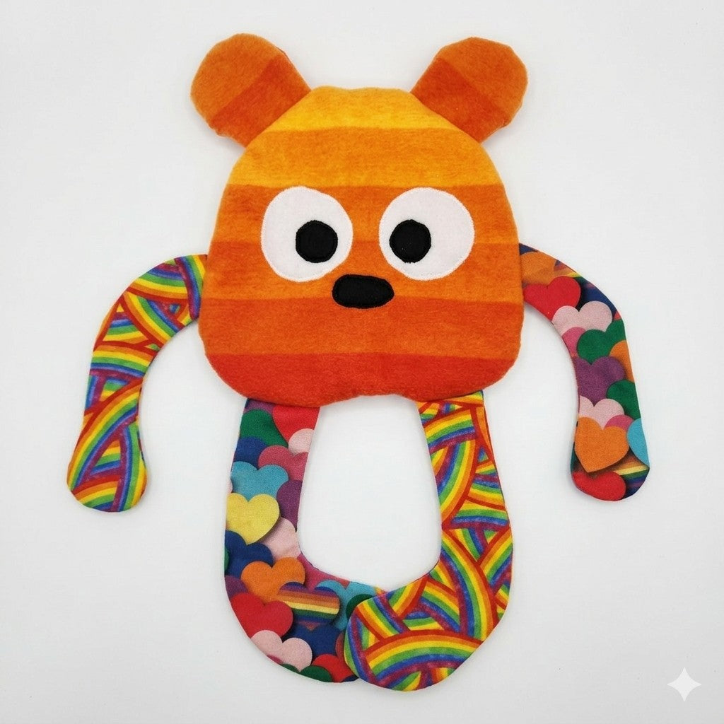 Sensory Crinkle Lovie- Sunset Striped Orange Dimple Dot Crinkle sound