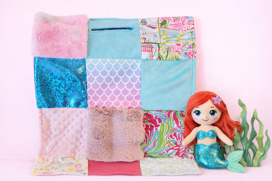 Sensory Blanket- Mermaid Scales Theme fidget lap blanket Dementia