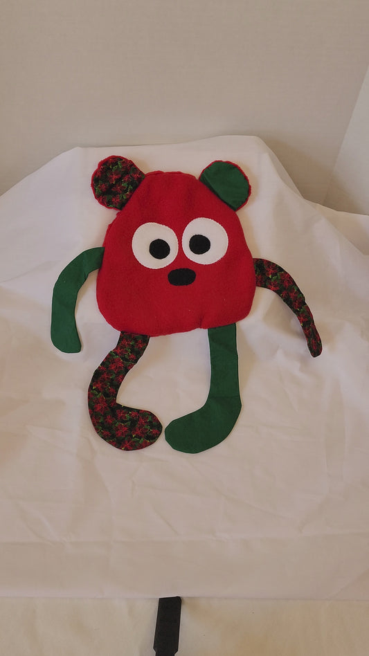 Crinkle Buddy Bear- Red Fleece, Red Dimple Dot Minky