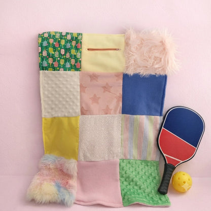 Sensory Blanket- Pickleball  Preppy Theme fidget lap blanket Dementia