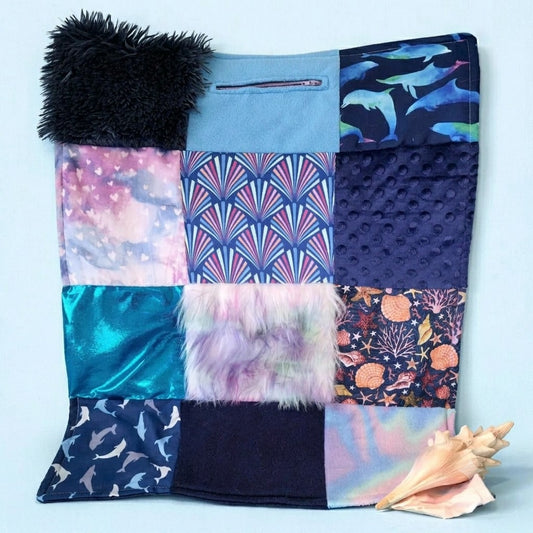 Sensory Blanket-Dolphins Theme fidget lap blanket Dementia