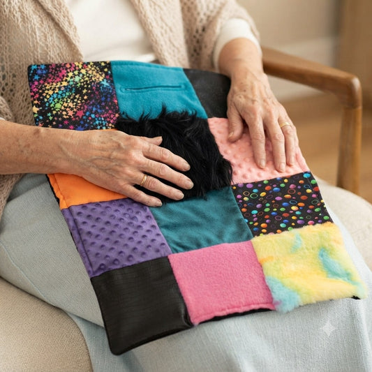 Sensory Blanket- Dark Stars and Bubbles Theme fidget lap blanket Dementia