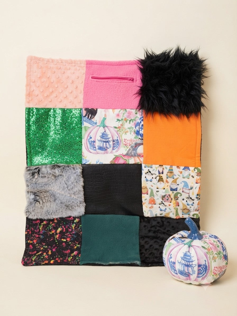 Sensory Blanket- Halloween Punpkin Theme fidget lap blanket Dementia