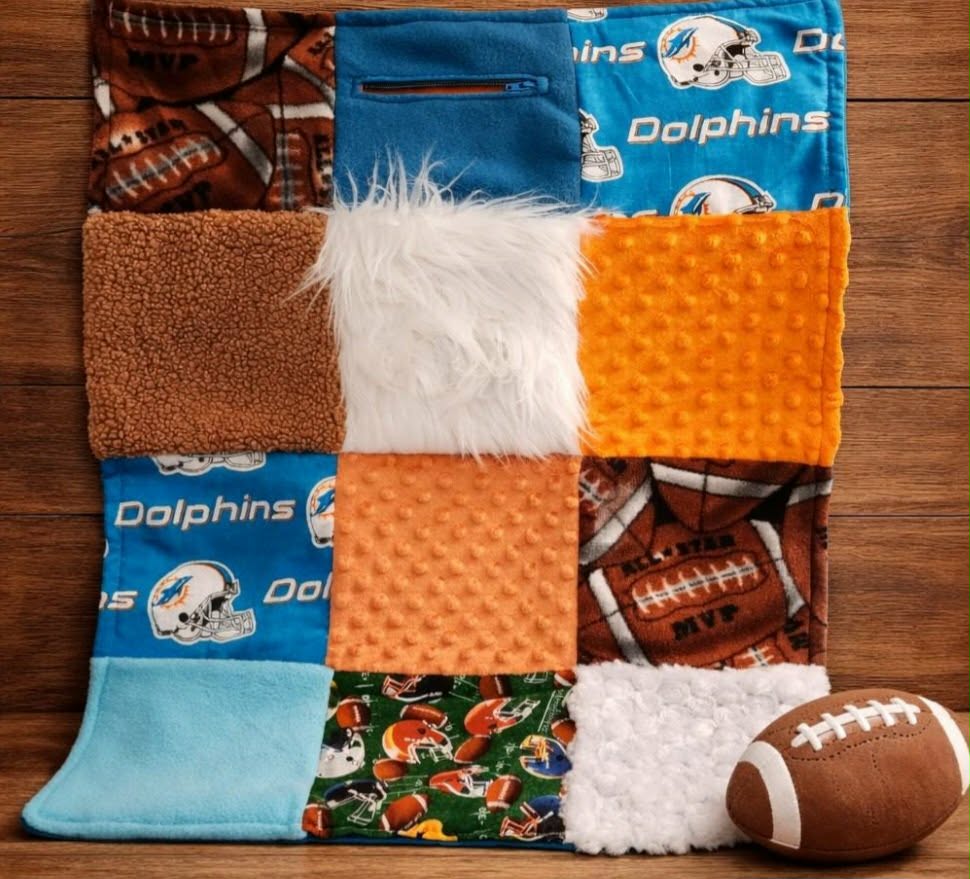 Sensory Blanket- Football Theme fidget lap blanket Dementia