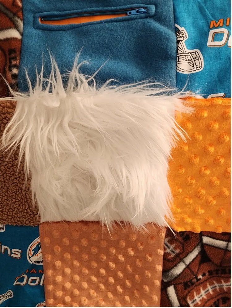 Sensory Blanket- Football Theme fidget lap blanket Dementia
