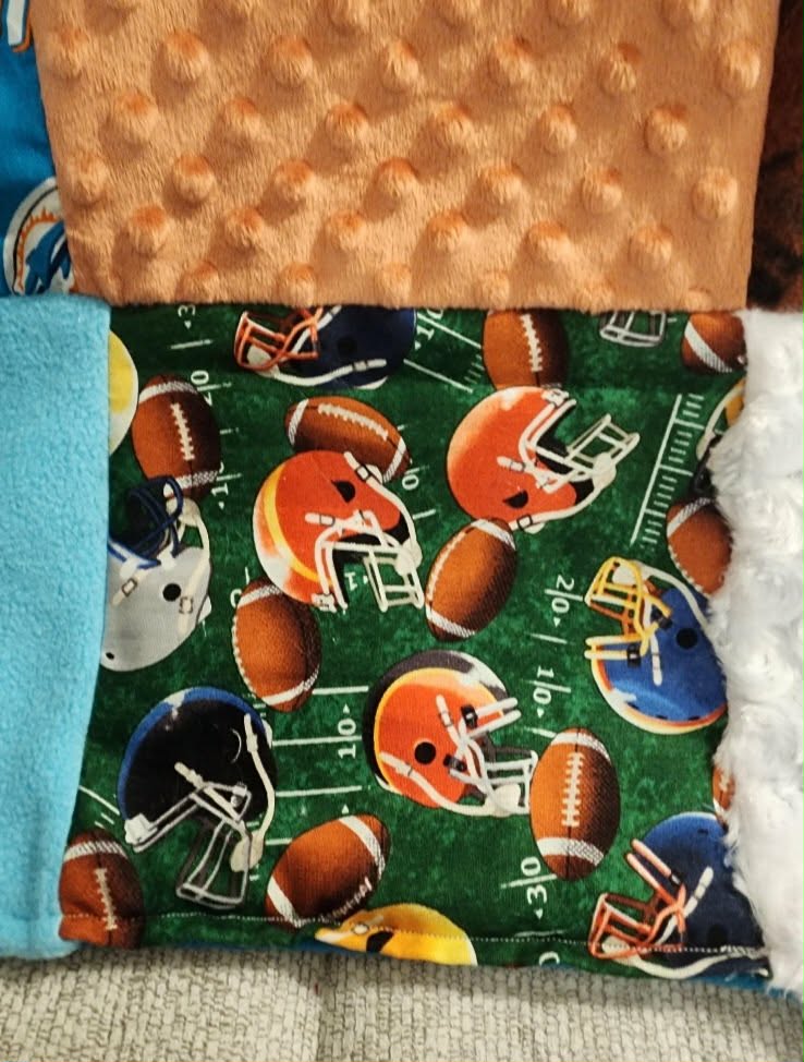 Sensory Blanket- Football Theme fidget lap blanket Dementia