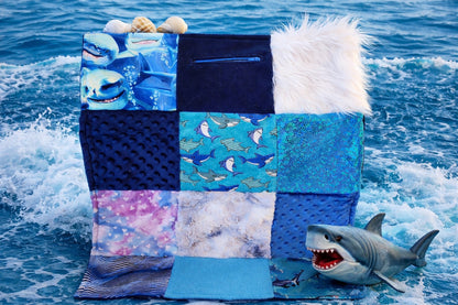 Sensory Blanket- SharksTheme fidget lap blanket Dementia