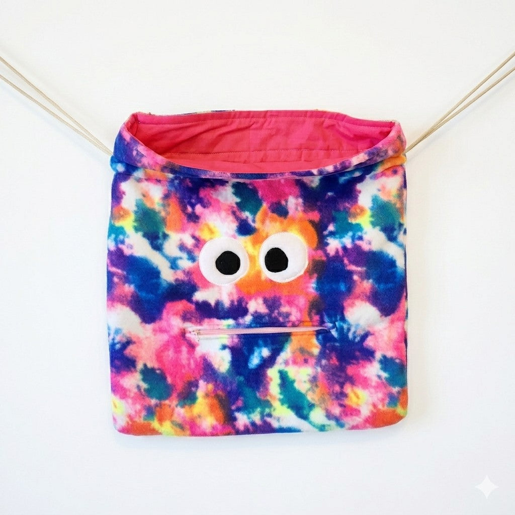 Chomper Buddy  Drawstring bag, Dementia Alzheimer's  Slumber Bag, Paint Spatter