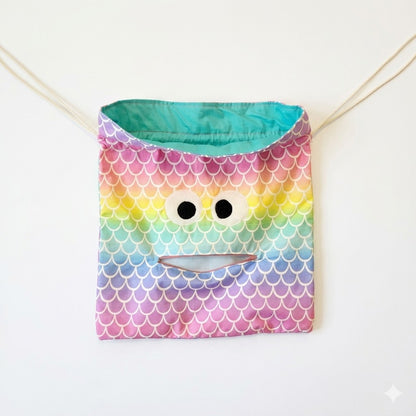 Chomper Buddy  Drawstring bag,  Slumber Bag,  Dementia Alzheimer's, Mermaid Scales
